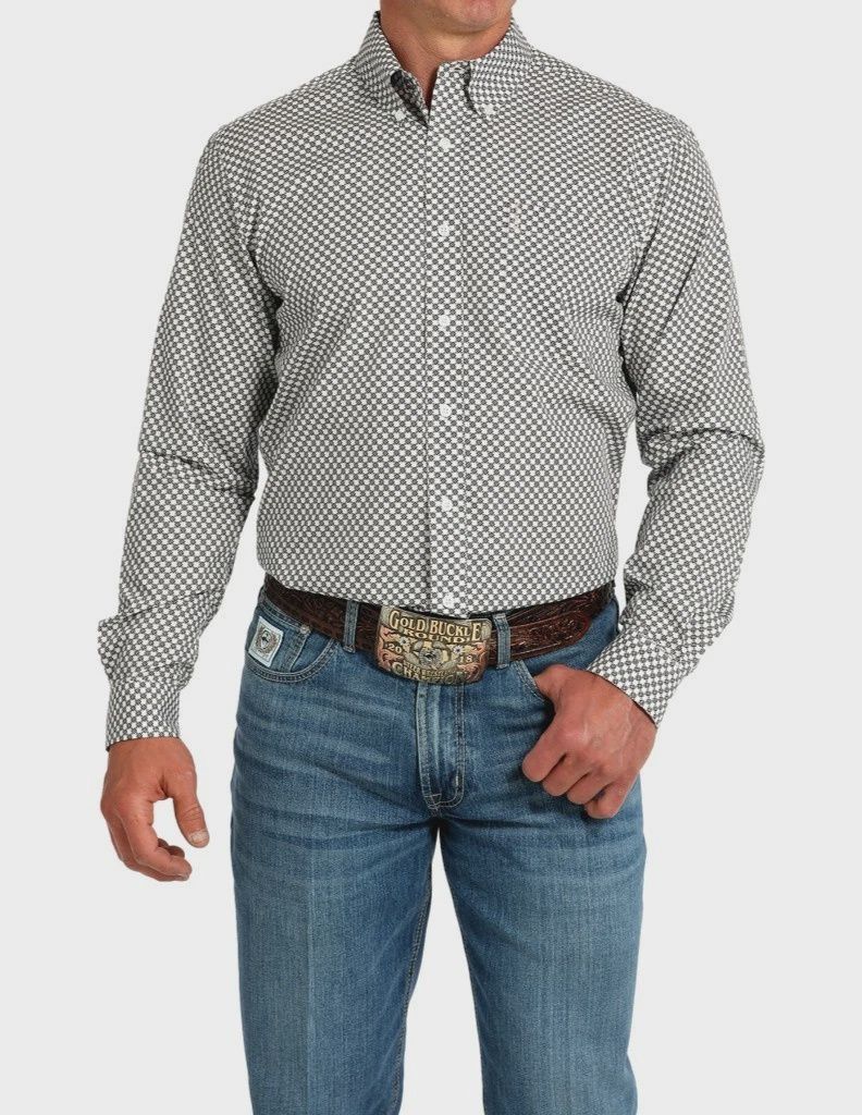 MENS WESTERN SHIRT LONG SLEEVE CHECKERED BUTTON