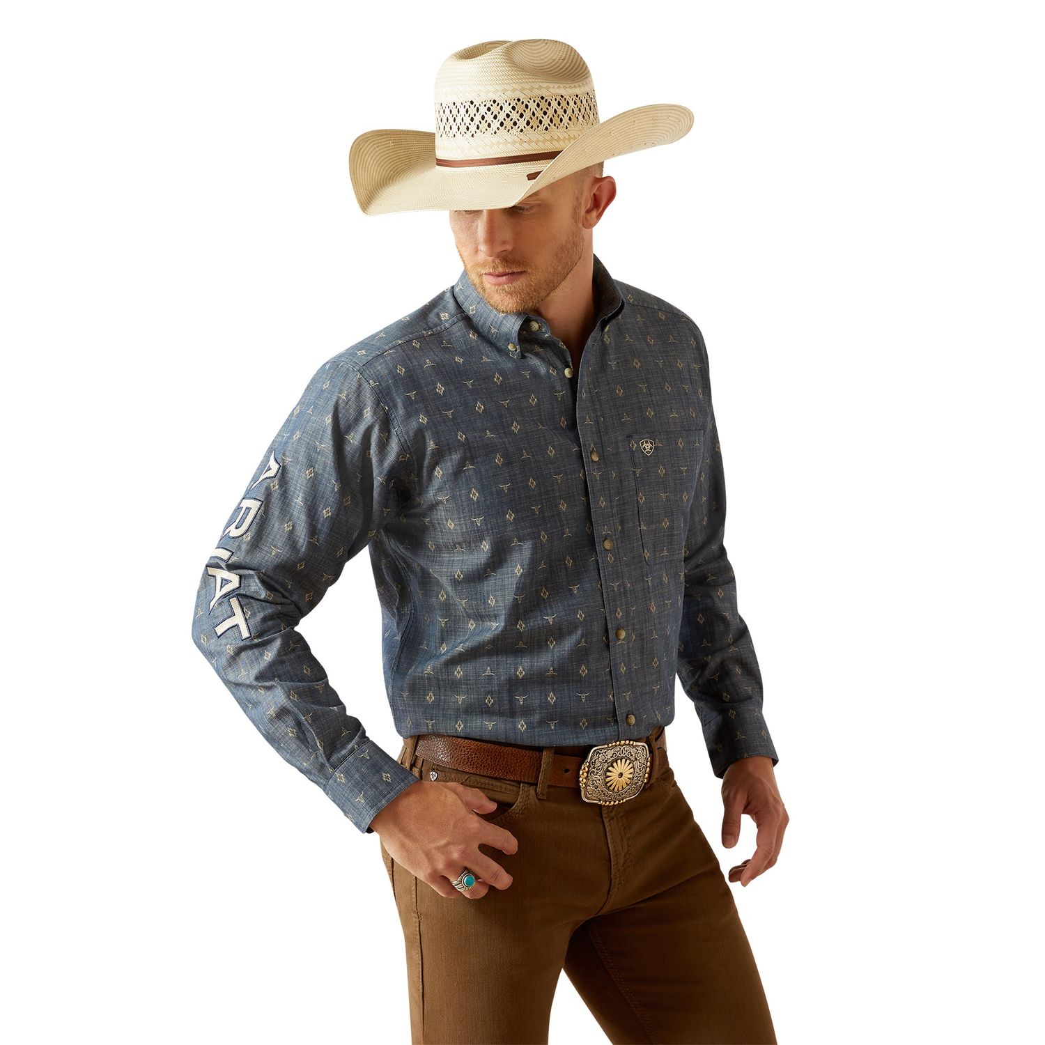 MENS TEAM PHILIBERT CLASSIC FIT CHAMBRAY BLUE SHIRT