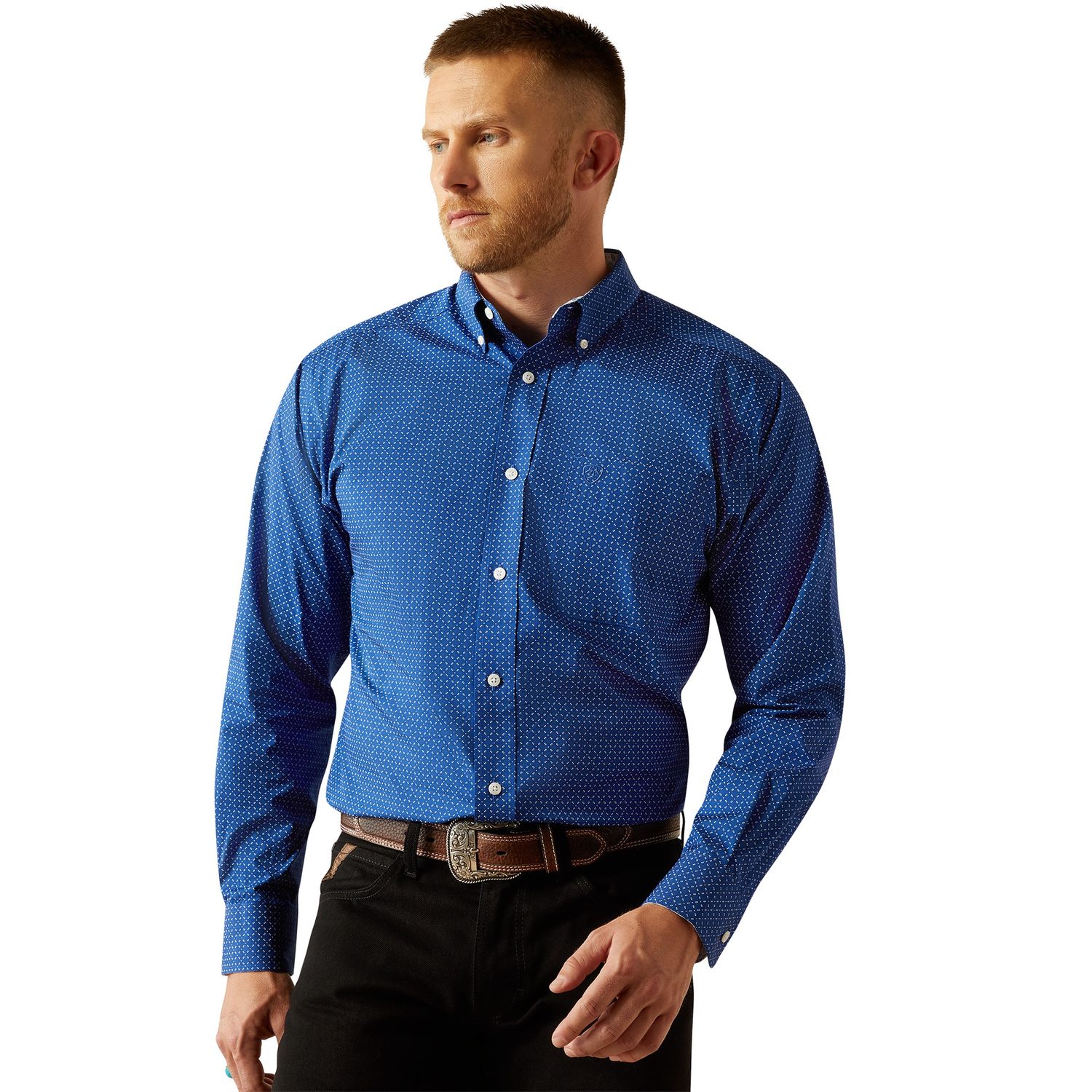 MENS WRINKLE FREE BODIE CLASSIC FIT NAVY SHIRT