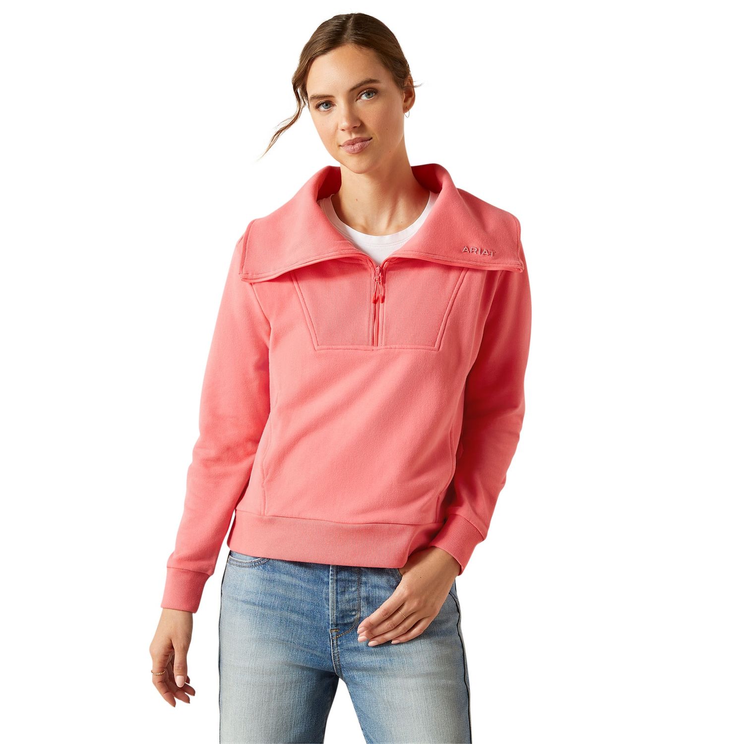 WOMENS FERN 1/2 ZIP SWEATSHIRT CORAL PARADISE