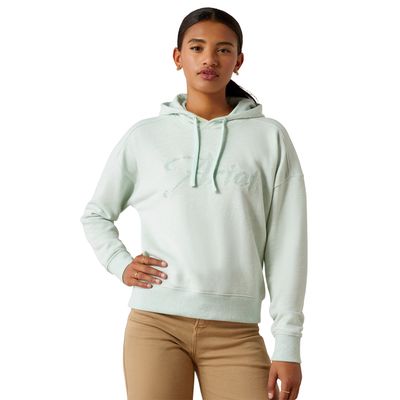 WOMENS JUST HOODIE BEACH GLASS HEATHER.