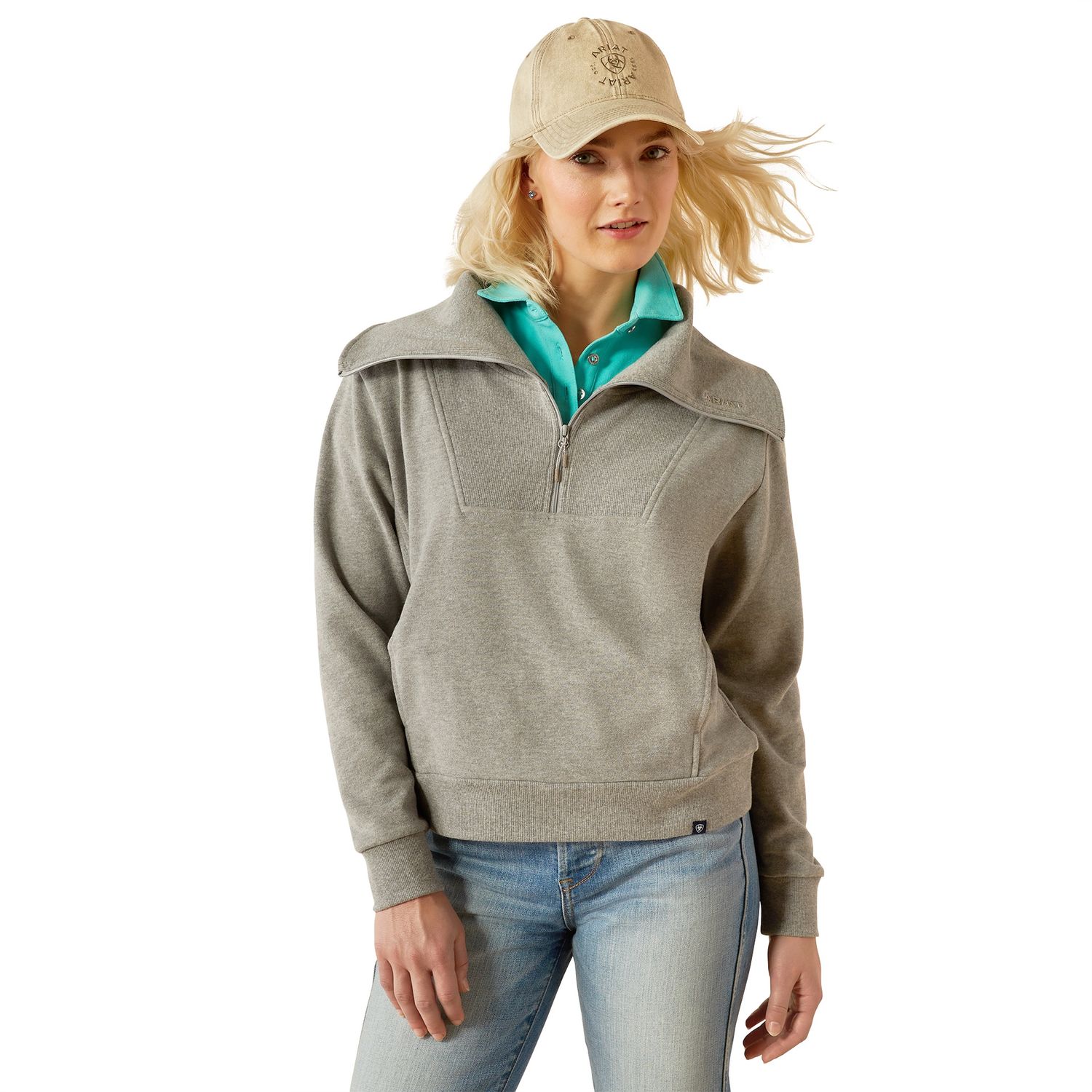 WOMENS FERN 1/2 ZIP SWEATSHIRT HEATHER GREY