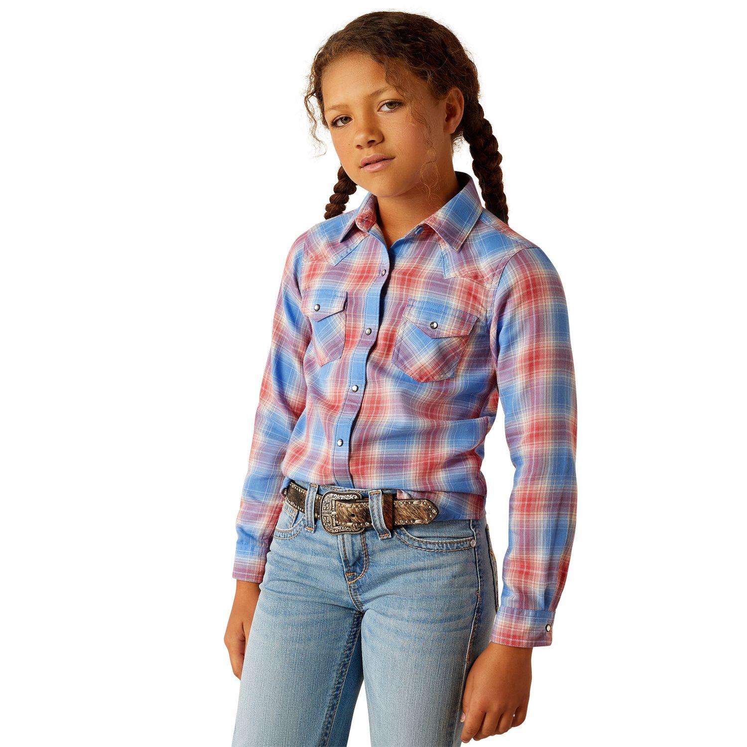 GIRLS SAMMY SNAP LS SHIRT BERRY PLAID., Size: XS