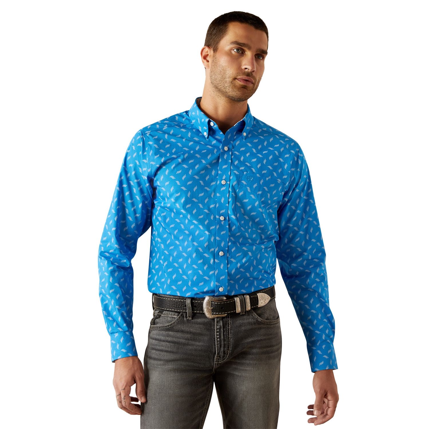 MENS WRINKLE FREE BLAZE FITTED SHIRT BLUE