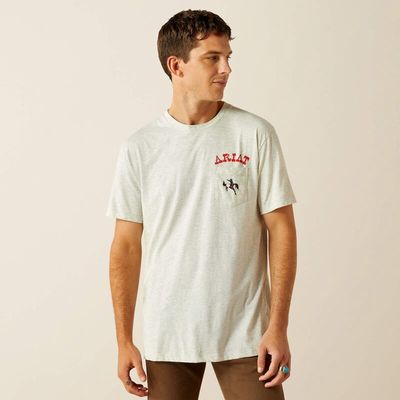 MENS BRONC POCKET TEE OATMEAL.