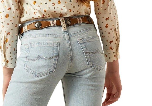 Ariat Youth Girl&#39;s Zoe Fawn Light Denim Trouser Jeans 10060982