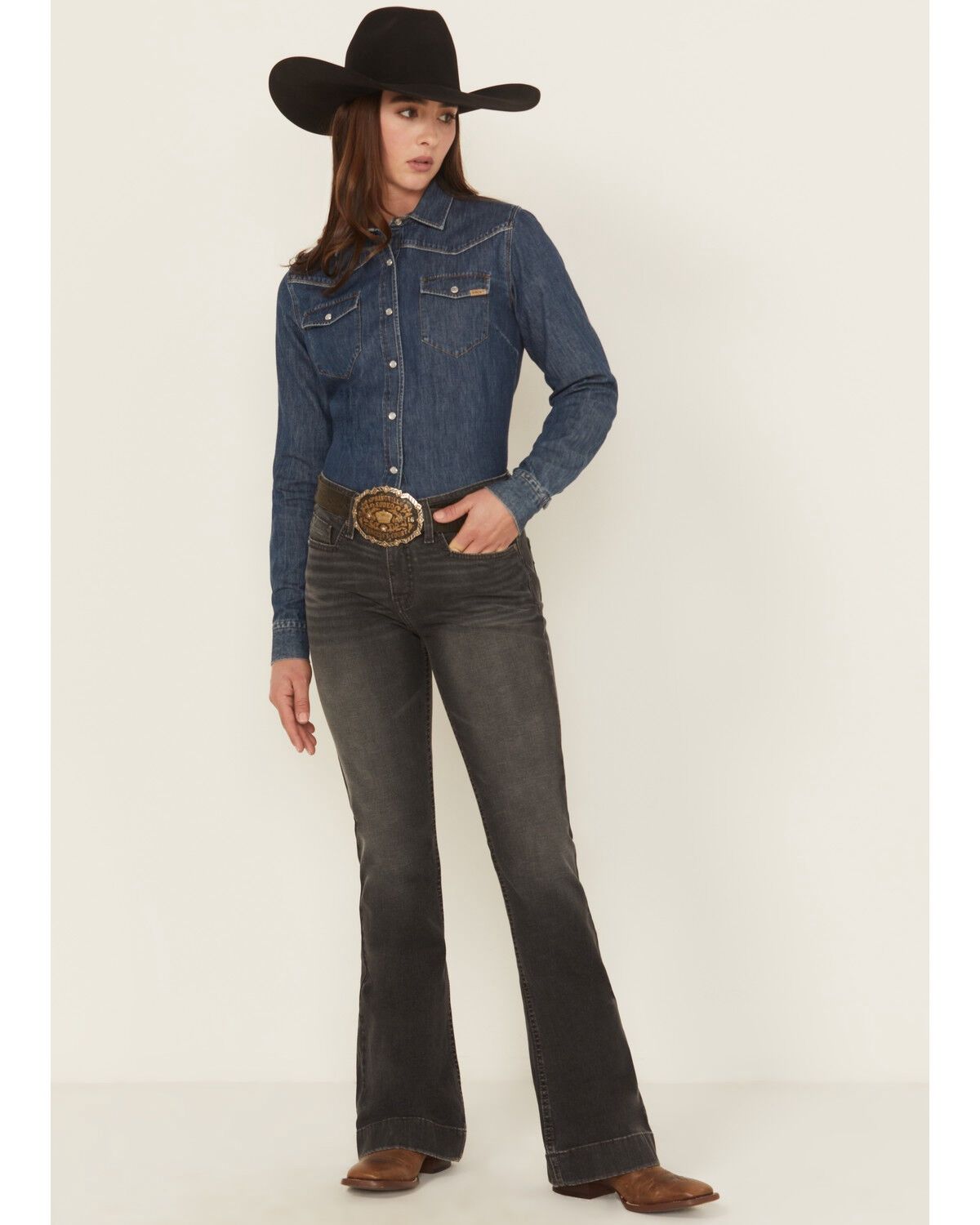 Cinch Women’s Lynden Moderate Rise Slim Trouser Stretch Denim Jeans MJ81454094, Leg Length: SHORT, Waist: 25/0