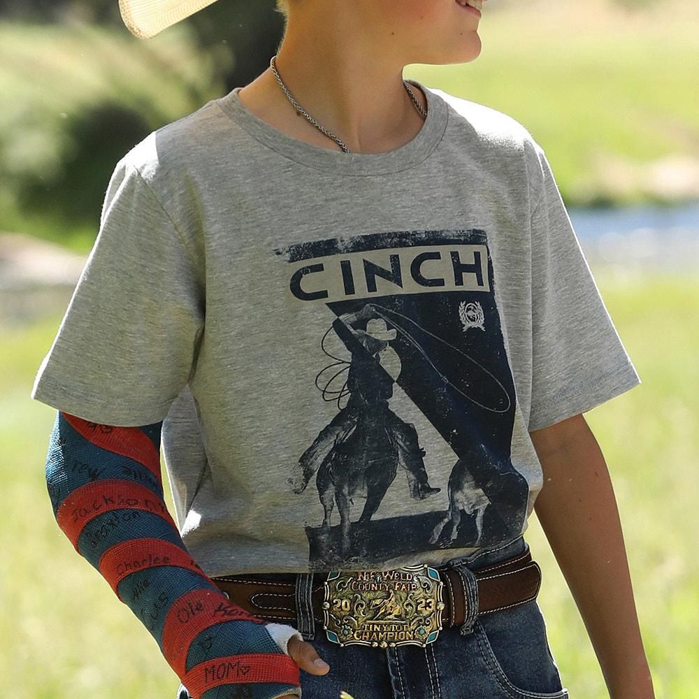 CINCH BOYS GREY ROPER TEE MTT7670164