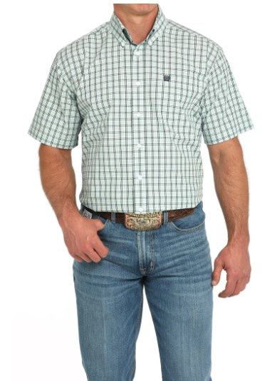 MENS CINCH SHORT SLEEVE TURQUOISE SHIRT