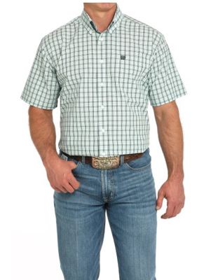 MENS CINCH SHORT SLEEVE TURQUOISE SHIRT.