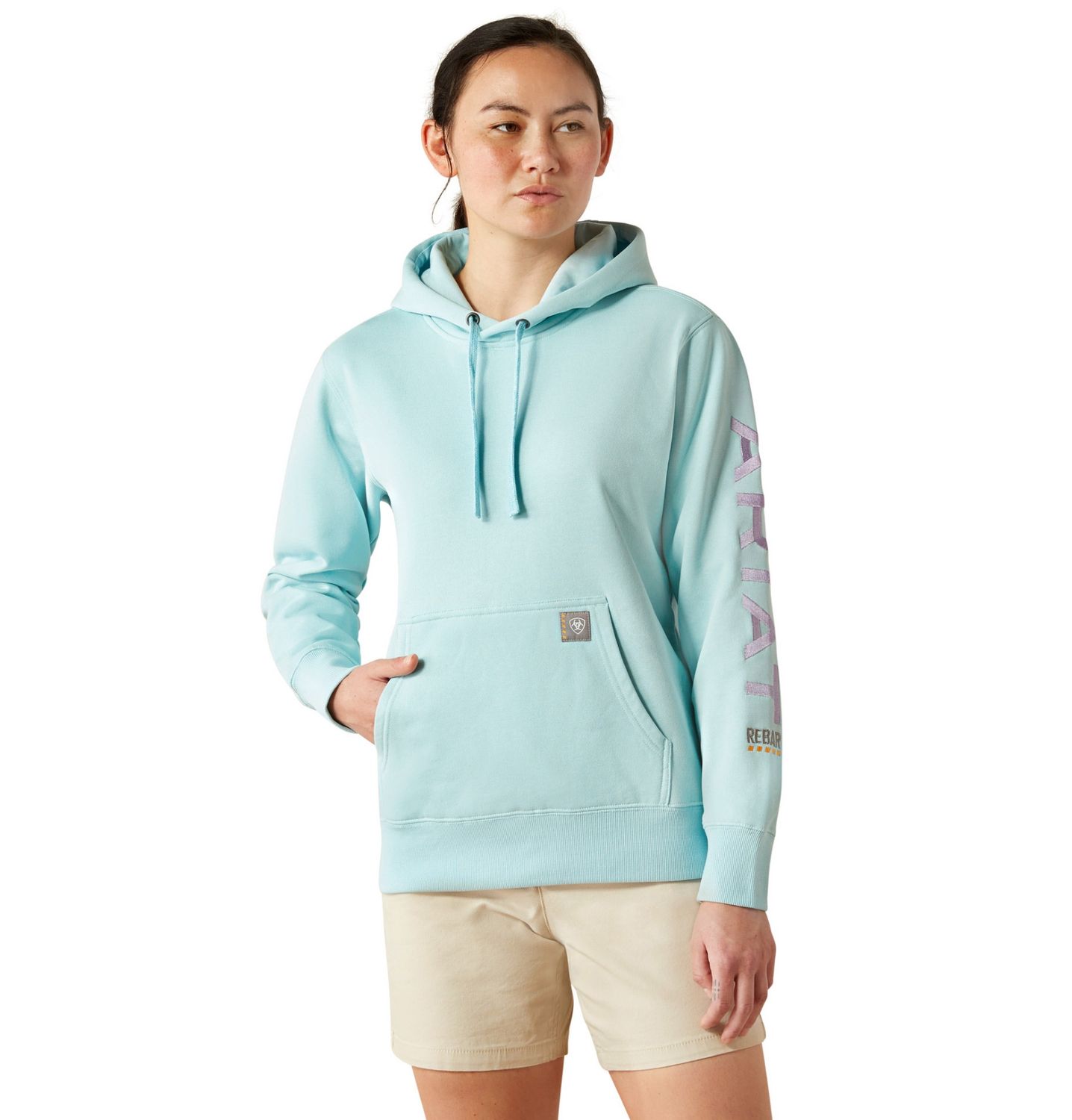 WOMENS REBAR GRAPHIC HOODIE AQUATIC /PASTEL LILAC.