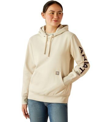 WOMENS REBAR GRAPHIC HOODIE MOONBEAM/BLACKBERRY.