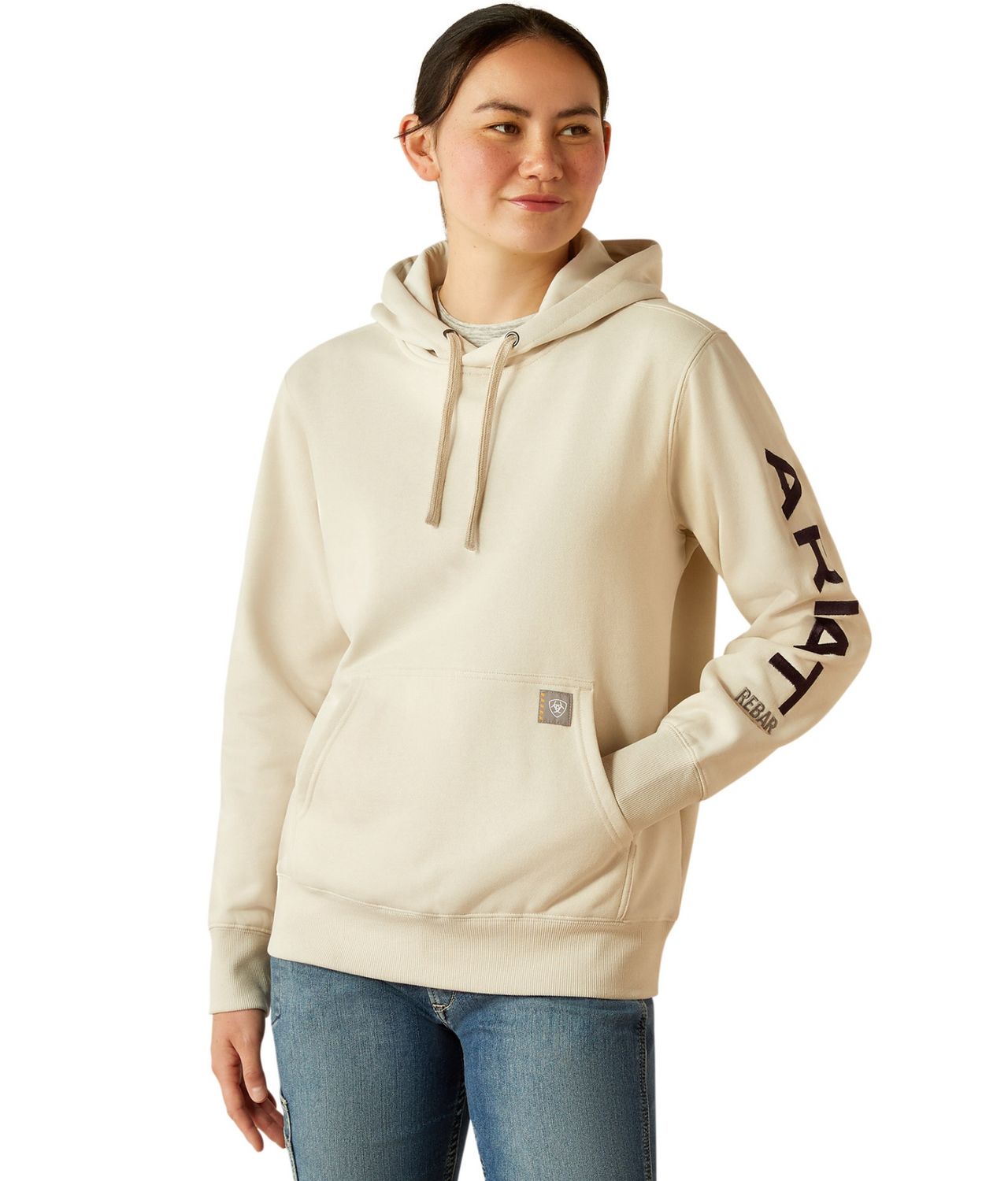 WOMENS REBAR GRAPHIC HOODIE MOONBEAM/BLACKBERRY., Size: XS