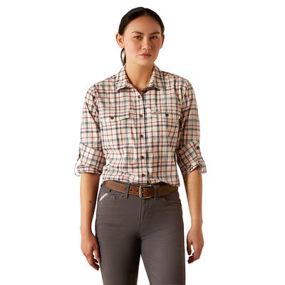 WOMENS REBAR DURASTRETCH LAS WORK SHIRT VANILLA.