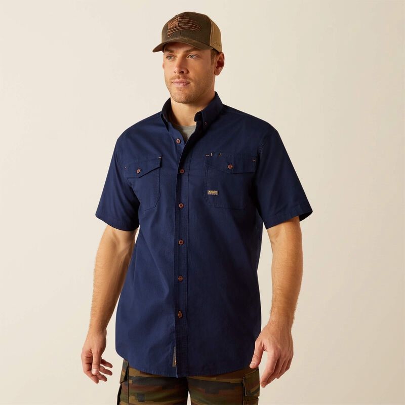 MENS REBAR DURASTRETCH WORK SHIRT NAVY.