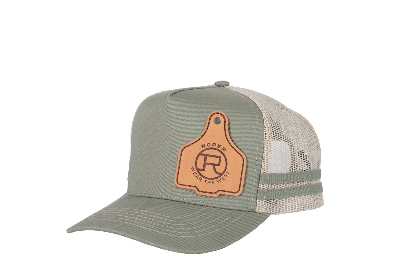 ROPER TRUCKER CAP CATTLE TAG OLIVE GREEN