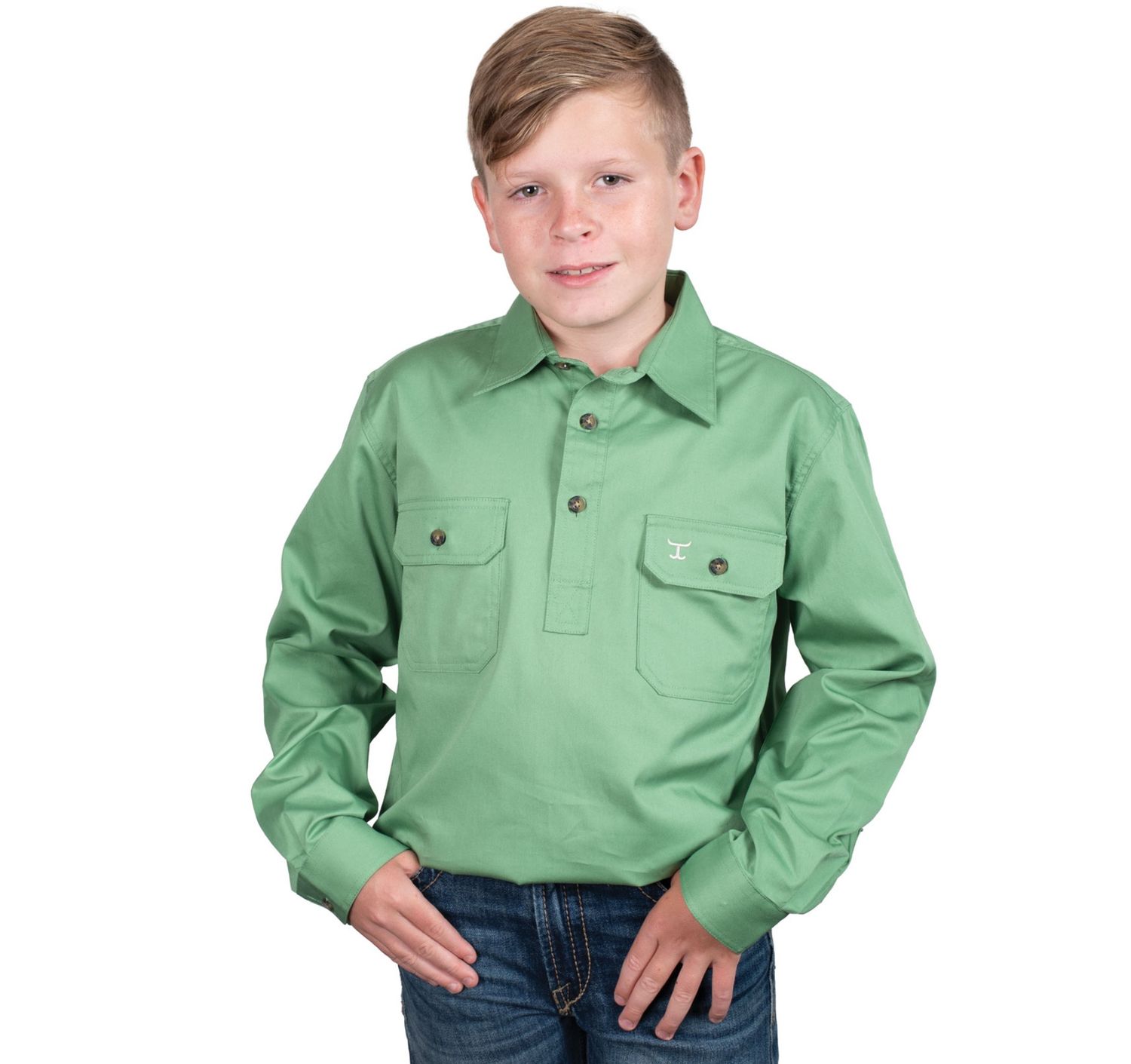JC BOYS LACHLAN WORKSHIRT JADE.