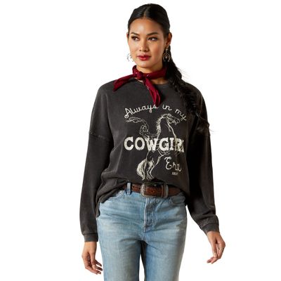 ARIAT WOMENS CANVAS OVERSIZED LS TEE.