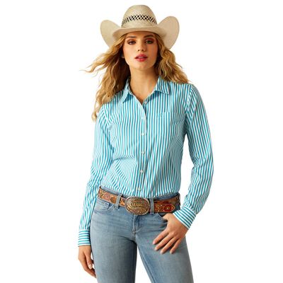 WOMENS KIRBY PRO LS SHIRT PEACOCK STRIPE.