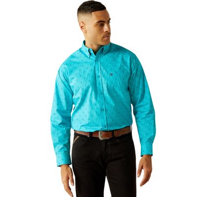 MENS WILLKE LS SHIRT TURQUOISE.