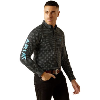 MENS TEAM ABEL FITTED LS SHIRT BLACK/BLUE.