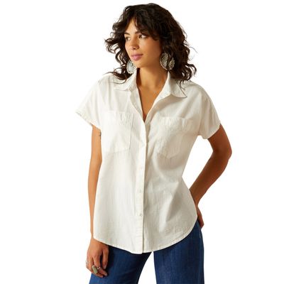 WOMENS VACATION SHORT SLEEVE SHIRT CLOUD DANCER.