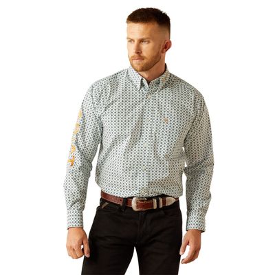 MENS TEAM FRANKLIN LS SHIRT BLUE/BROWN.