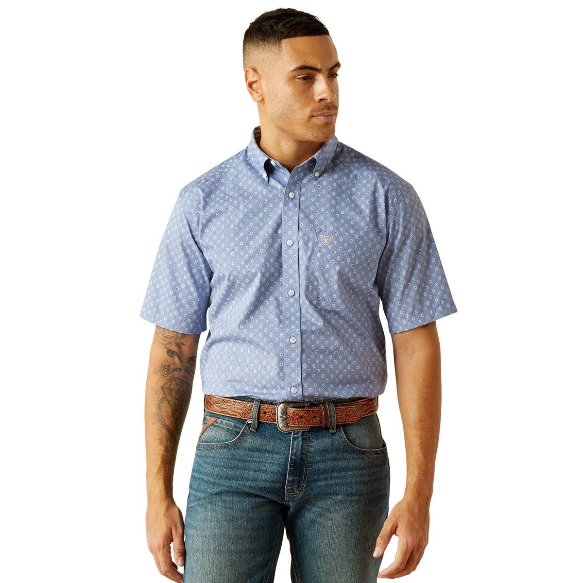 MENS WRINKLE FREE DIXON SS SHIRT BLUE.