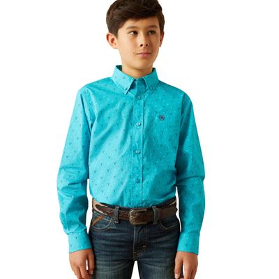 BOYS WILKE LS SHIRT TURQUOISE.