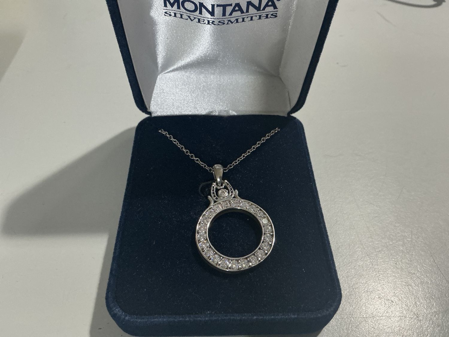 MONTANA CIRCLE CZ HORSESHOE NECKLACE.