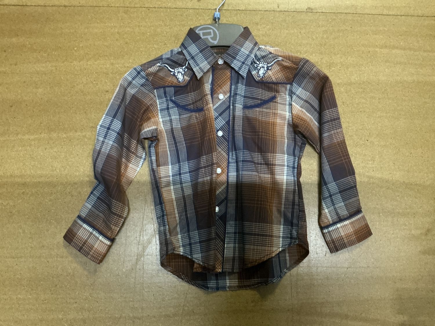 ROPER BOYS KARMAN CLASSIC STYLE PLAID BROWN.