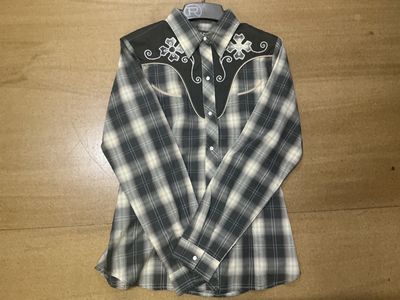 ROPER WOMENS KARMAN SPECIAL STYLE COLLECTION LS SHIRT PLAID GREY.