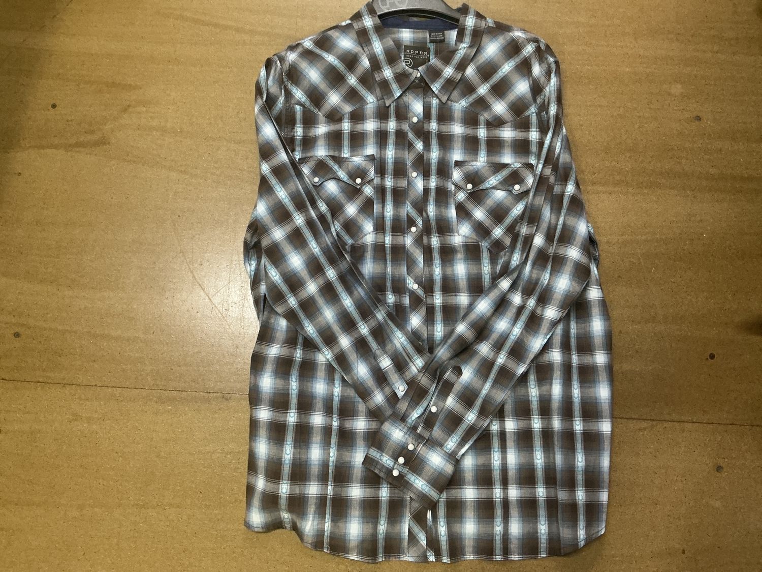 ROPER WOMENS WEST MADE COLLECTION LS SHIRT PLAID BROWN.