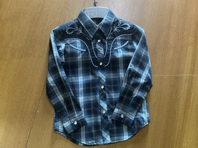 ROPER GIRLS KARMAN SPECIAL COLLECTION LS SHIRT PLAID BLUE.