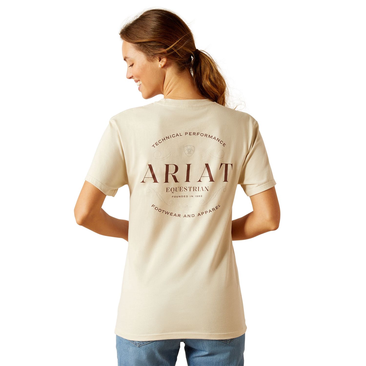 ARIAT WOMENS ARIAT STAMP SEAL SS TEE NATURAL., Size: XS