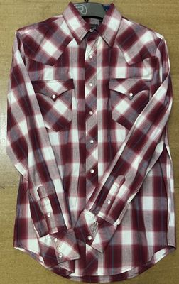 ROPER MENS WEST MADE COLLECTION LS SHIRT PLAID RED.