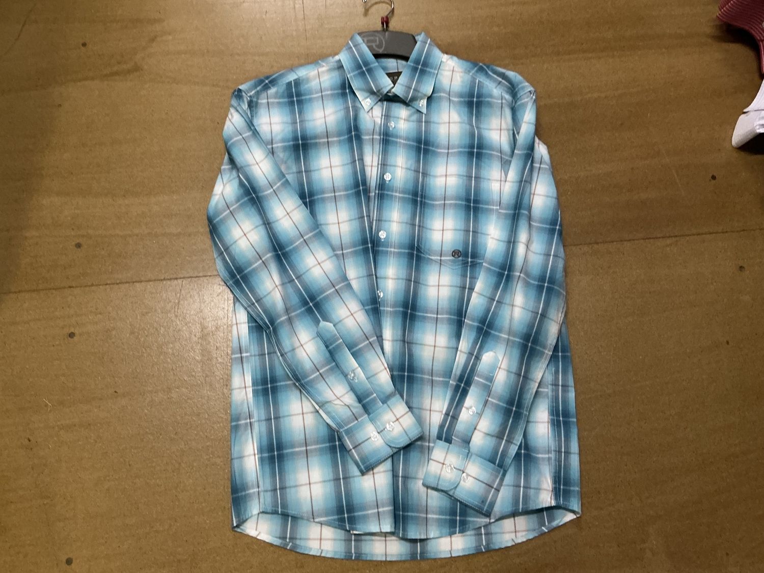 MENS AMARILLO COLLECTION LS SHIRT PLAID BLUE.