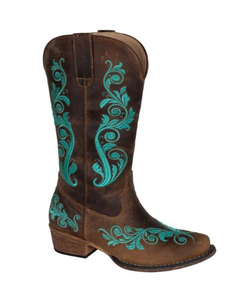 ROPER WOMENS MADISON SCROLL BROWN LEATHER.