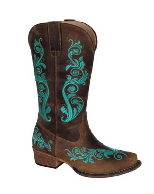 ROPER WOMENS MADISON SCROLL BROWN LEATHER.