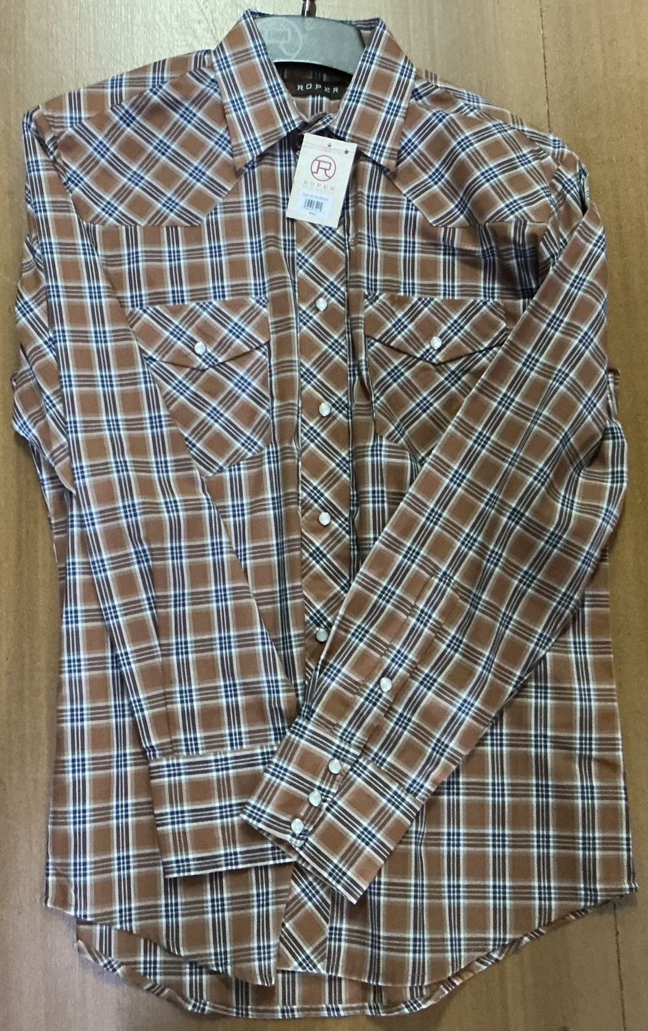 ROPER MENS KARMAN CLASSIC 55/45 COLLECTION LS SHIRT PLAID RUST.