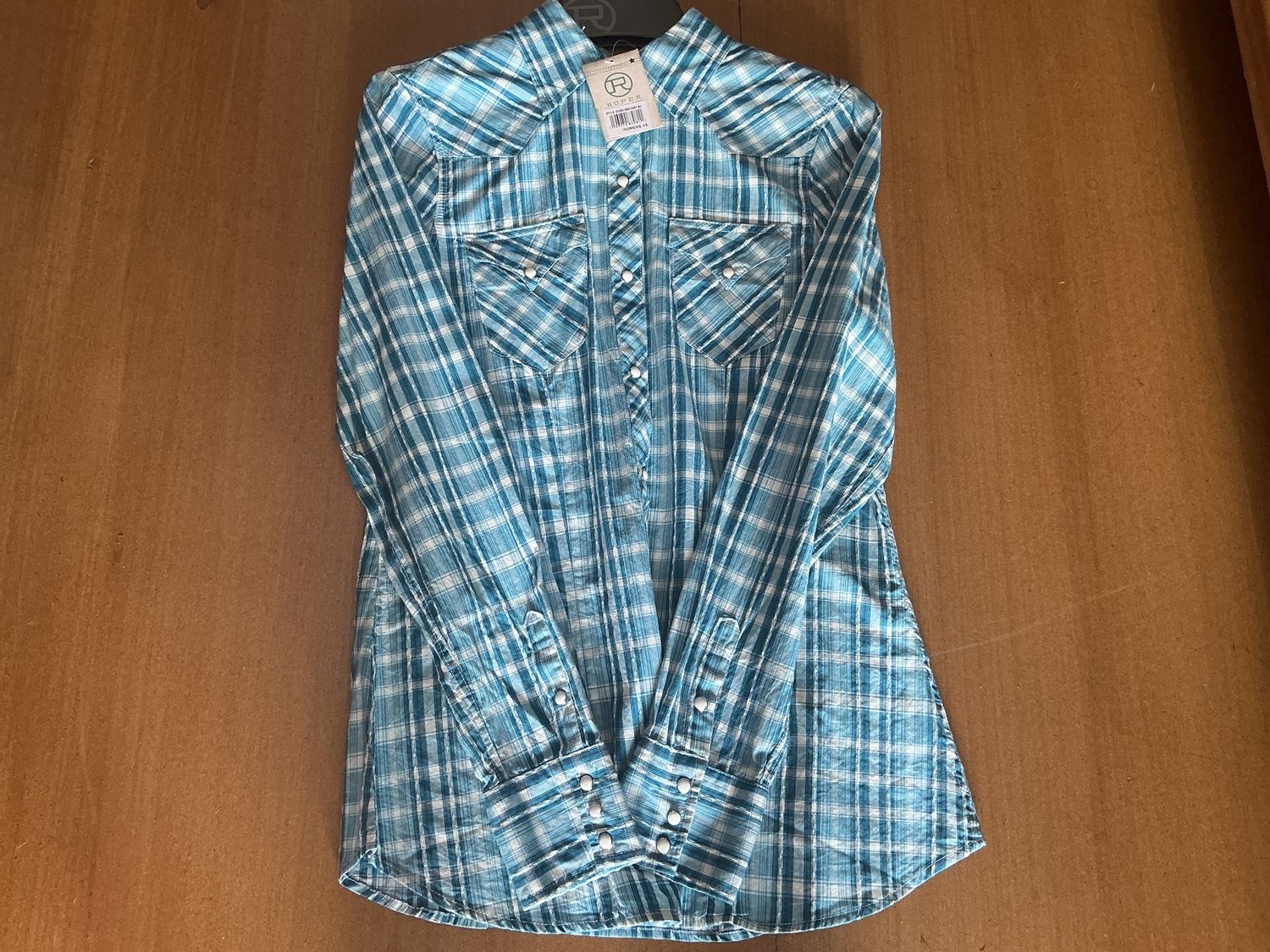 ROPER WOMENS WESTMADE COLLECTION PLAID BLUE.