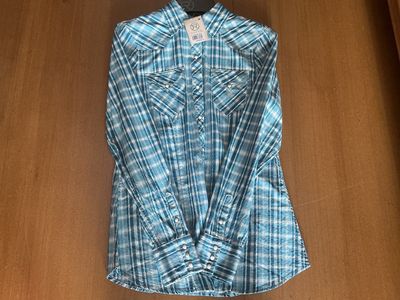 ROPER WOMENS WESTMADE COLLECTION PLAID BLUE.