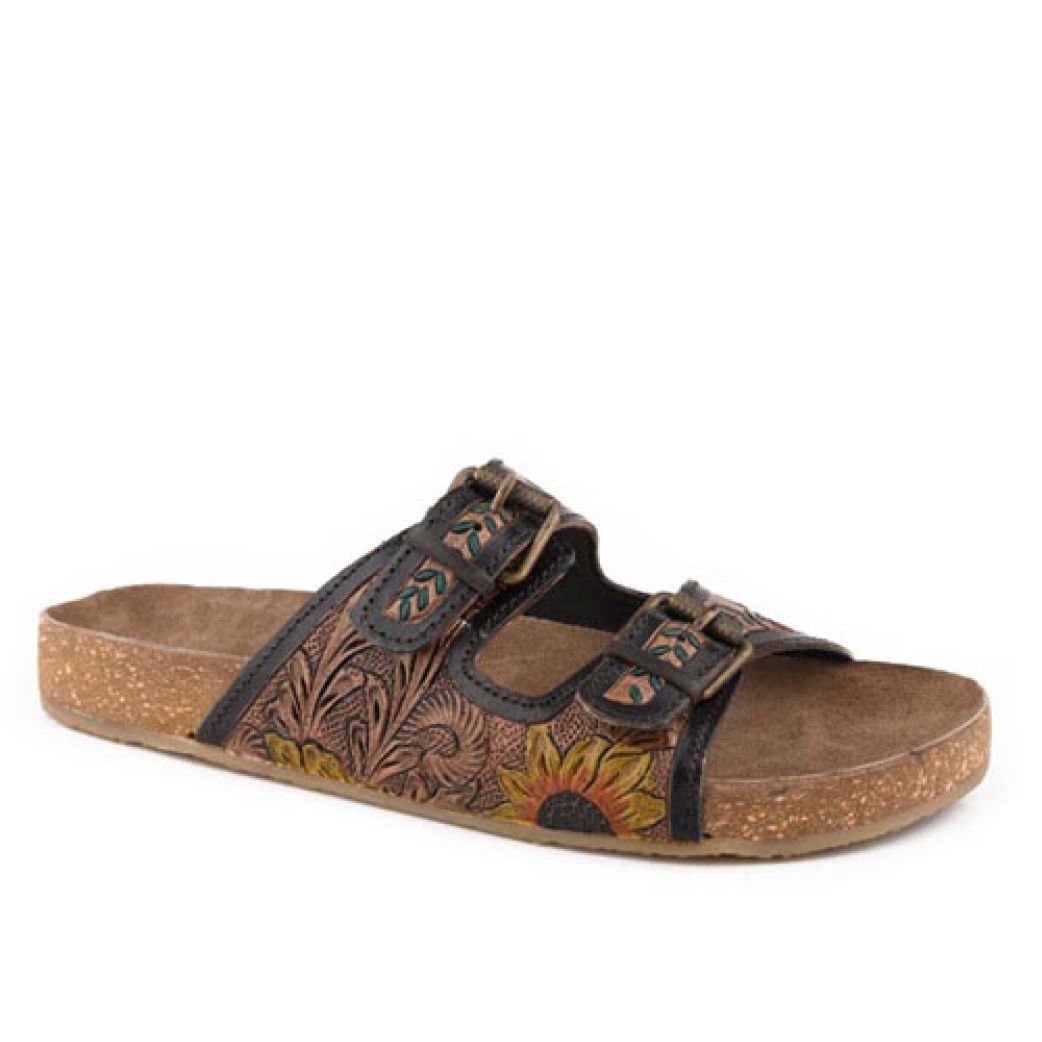 ROPER WOMENS DESIREE TOOLED TAN FLORAL., Size: 06.0