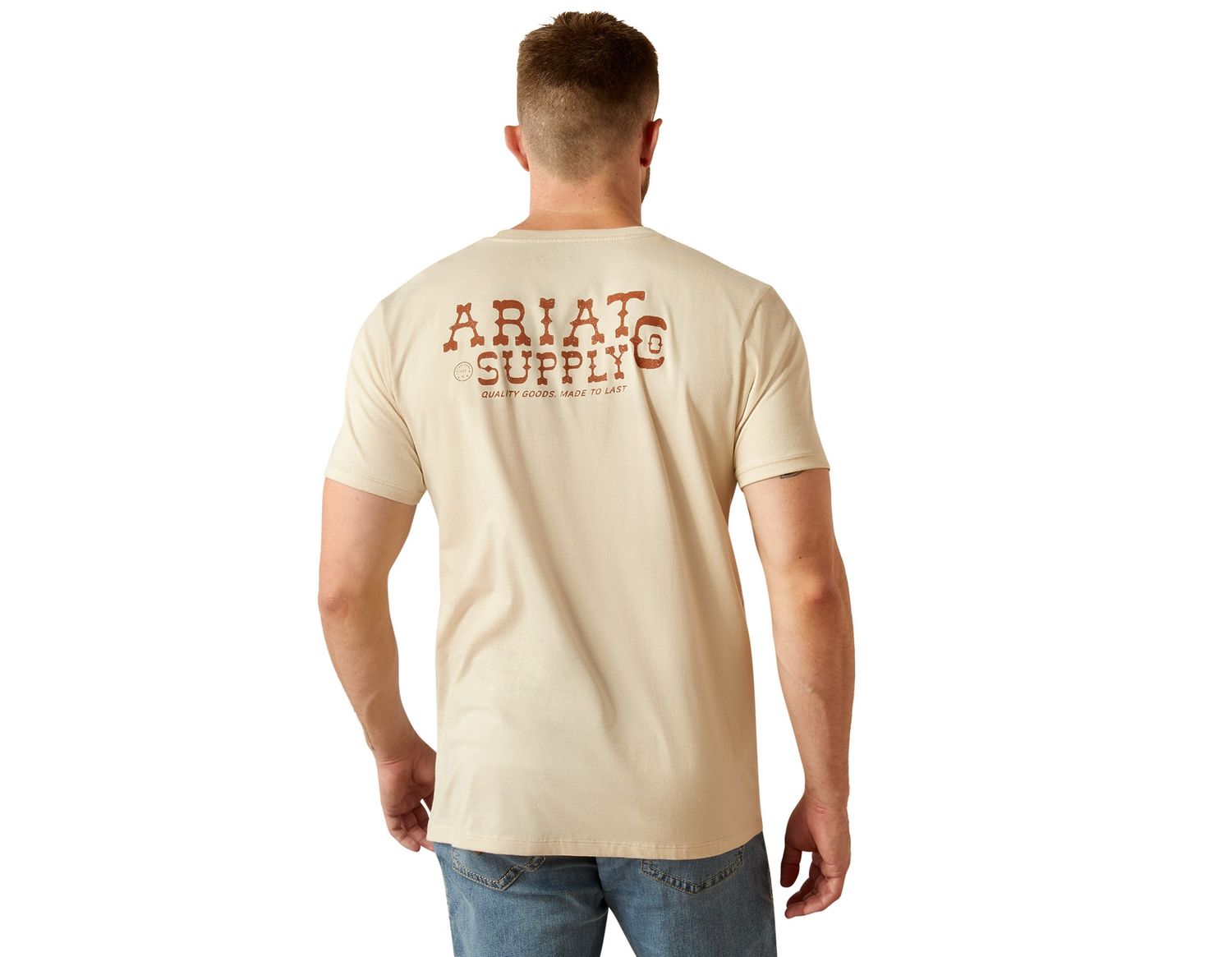 ARIAT MENS SUPPLY CO TEE NATURAL., Size: S