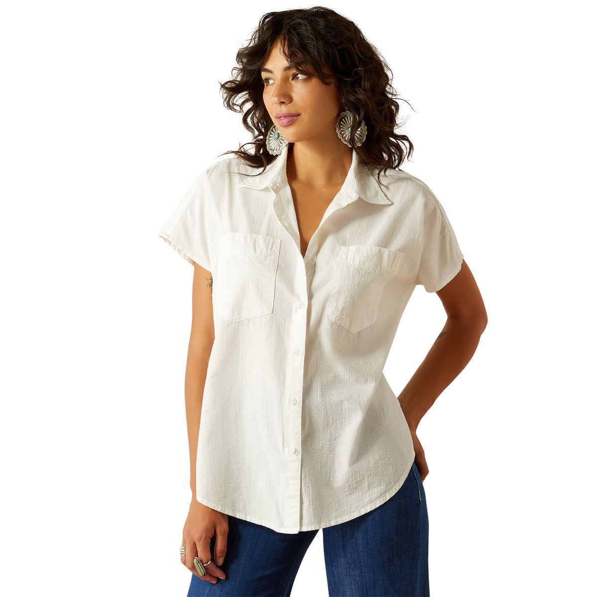 WOMENS VACATION SHORT SLEEVE SHIRT CLOUD DANCER., Size: XS