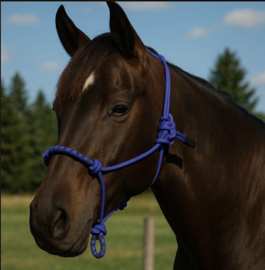 NAVAHO KNOTTED ROPE HALTER RED AND PINK