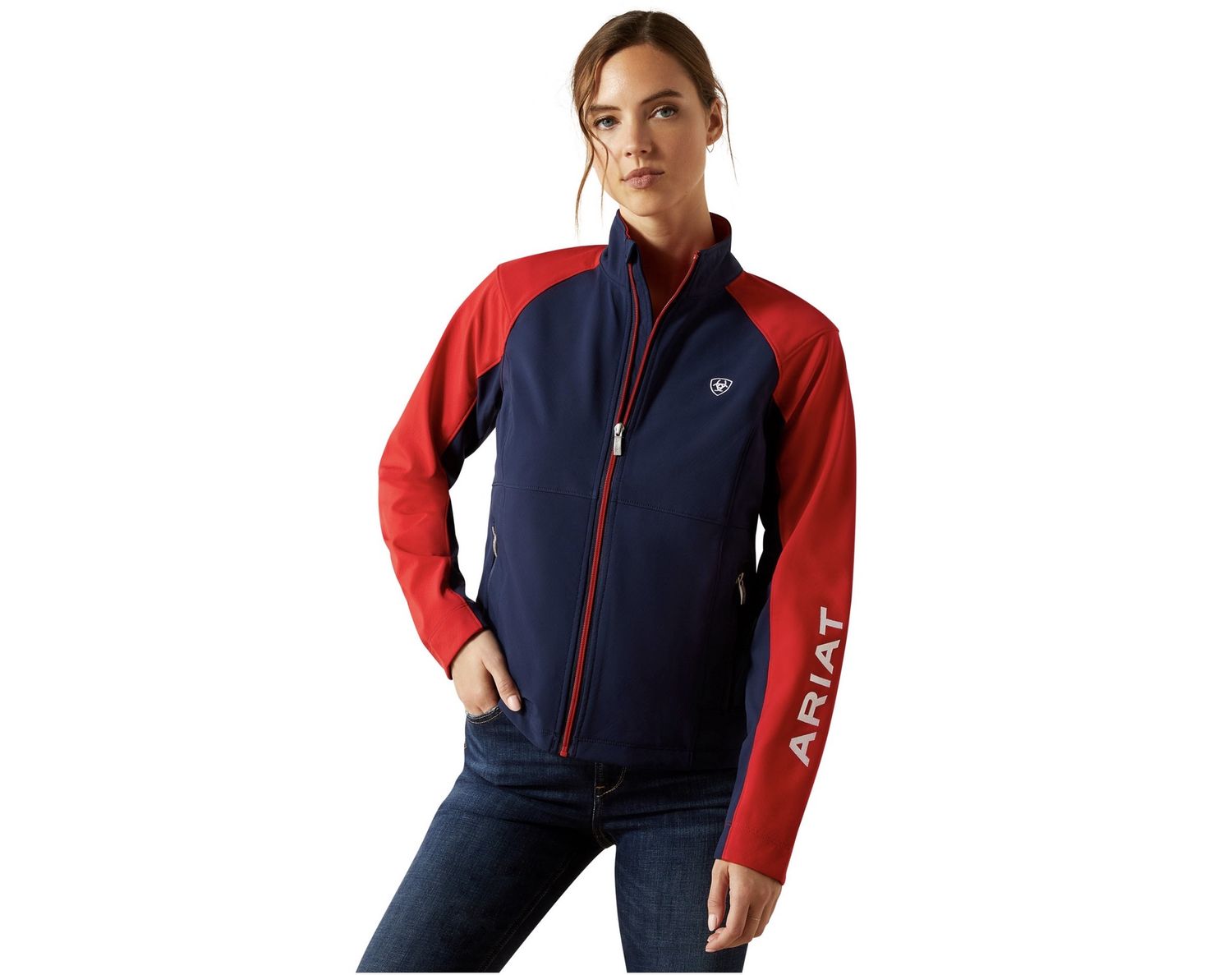 ARIAT WOMENS TEAM JACKET NAVY/RED.