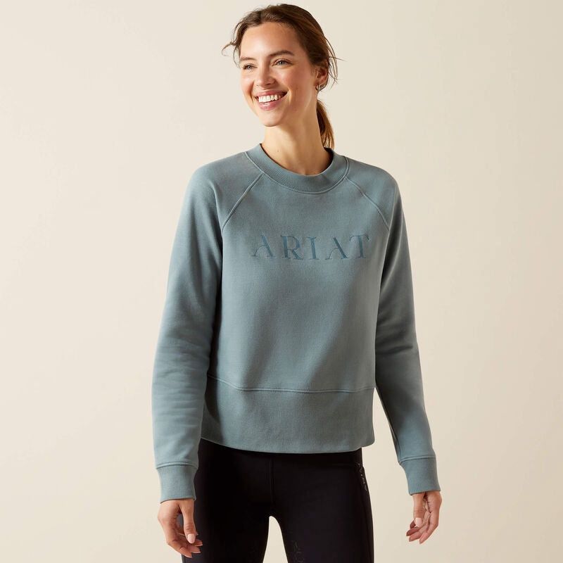 ARIAT WOMENS MARTINE SWEAT SHIRT STEEL SAGE.