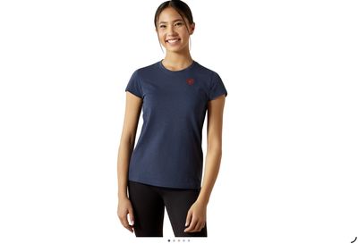 GIRLS BV LOGO SS TEE NAVY HEATHER