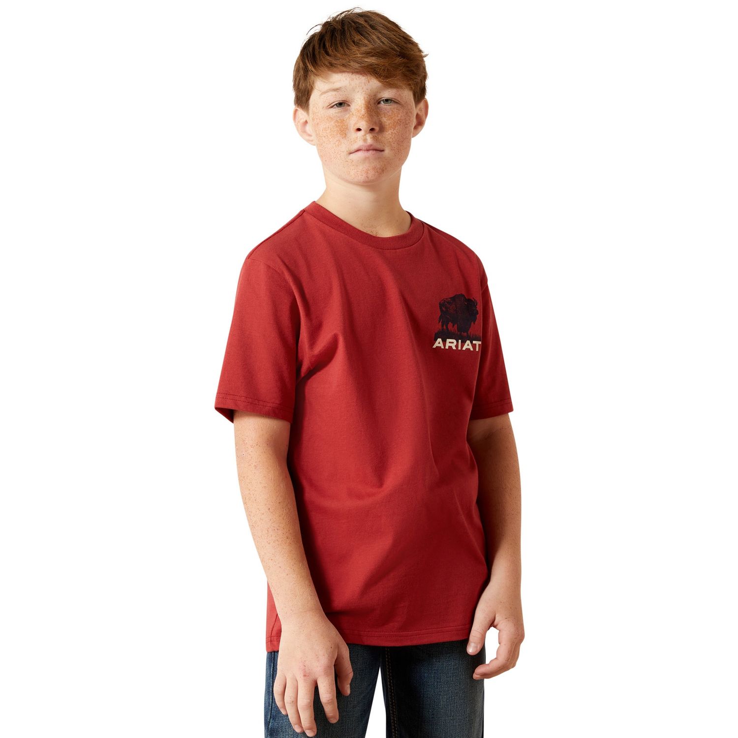 BOYS BUFFALO FLAG SS TEE BRICK RED